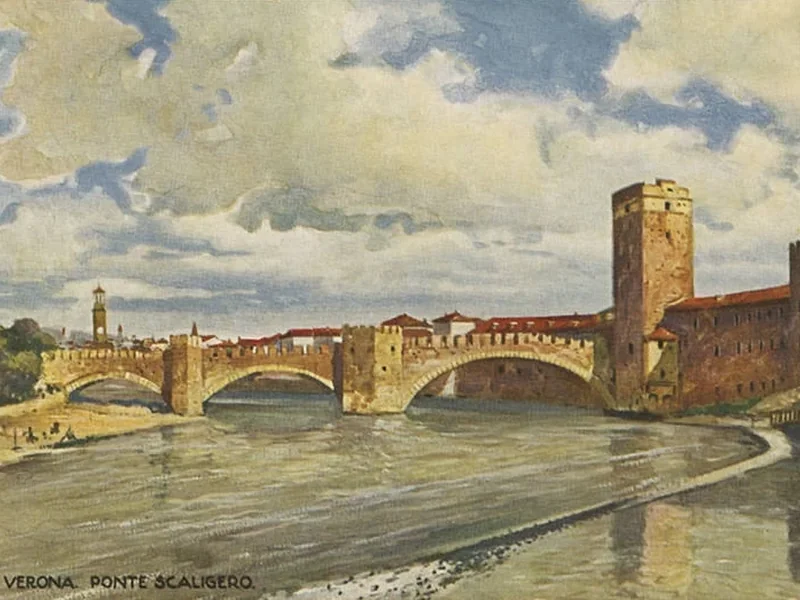 1870-Hans Rudolf Schulze - Il Ponte Scaligero a Verona